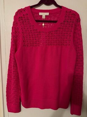 Lilly Pulitzer Daisa Open-Knit Crewneck Sweater - Hot Pink NWT